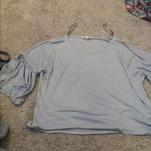 a grey thin long sleeve shirt